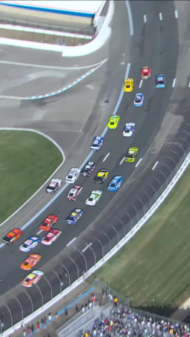 They just ran out of race track. The field scatters after multiple cars get together.