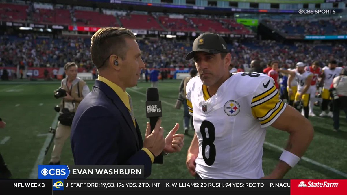 Aaron Rodgers postgame with Evan Washburn: "[The defense] came out and played incredible... I didn't have a good game." - #Steelers #NFL