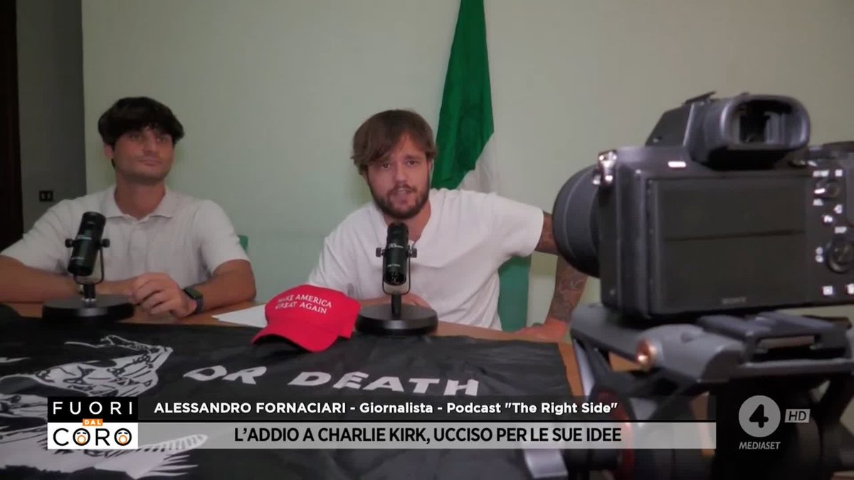 "Charlie Kirk è morto e l'avete ucciso voi! Voi che per anni avete definito ogni posizione conservatrice come una posizione fascista!". Un gruppo di ragazzi di Roma, sulle orme di Kirk, ha lanciato il podcast "The right side" (il lato destro). Raffaella Regoli #Fuoridalcoro