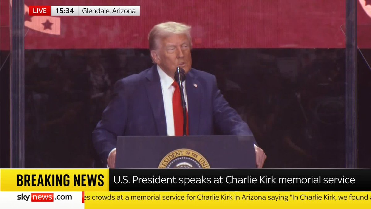 US President Donald Trump: "One of the last things he [Charlie Kirk] said to me is: 'Please sir, save Chicago' - we're going to do that, we're going to save Chicago" Follow live: Sky 501, Virgin 602