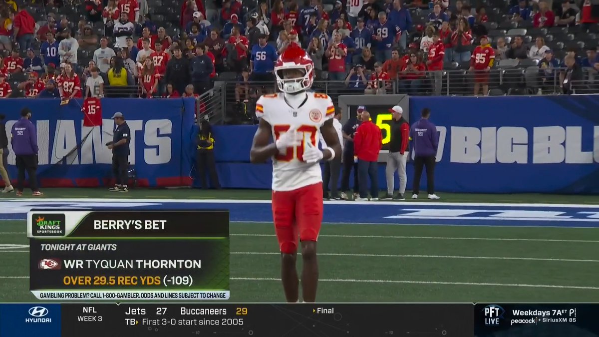 .Matthew Berry is expecting Tyquan Thornton to step up once again for KC 💥 (Via draftkingssports)