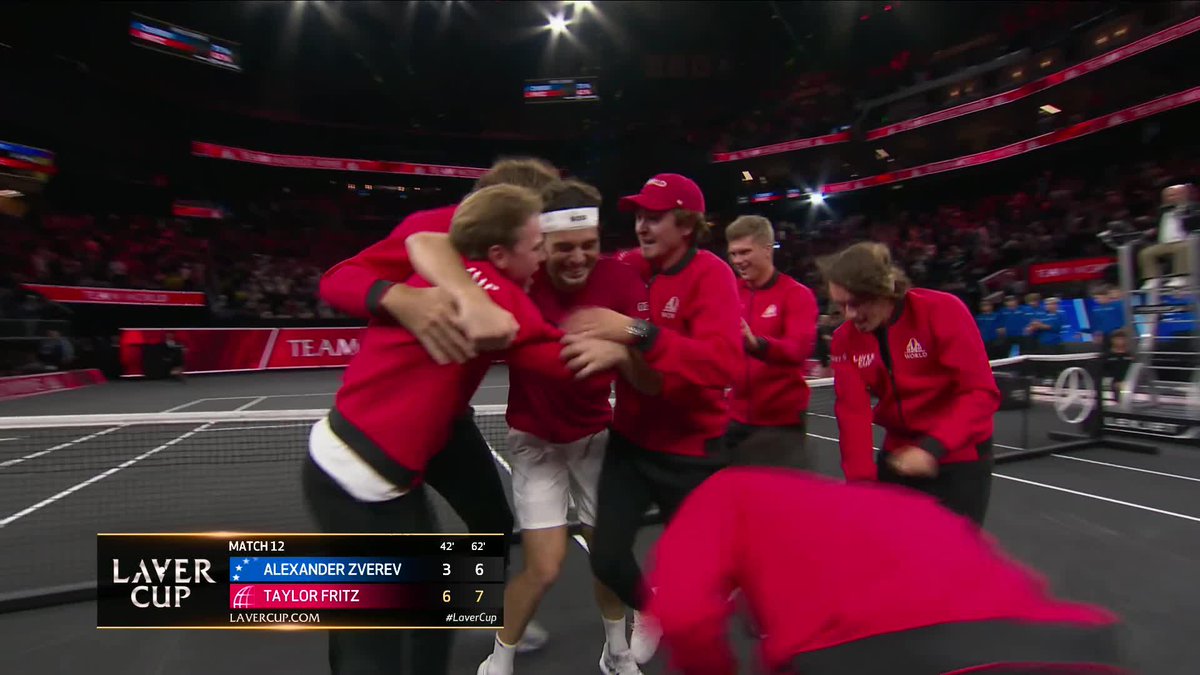 TEAM WORLD = LAVER CUP CHAMPIONS 🔴🏆 Taylor Fritz defeats Zverev 6-3 7-6(4)to claim the Laver Cup title for Team World 👏 Laver Cup | #LaverCup