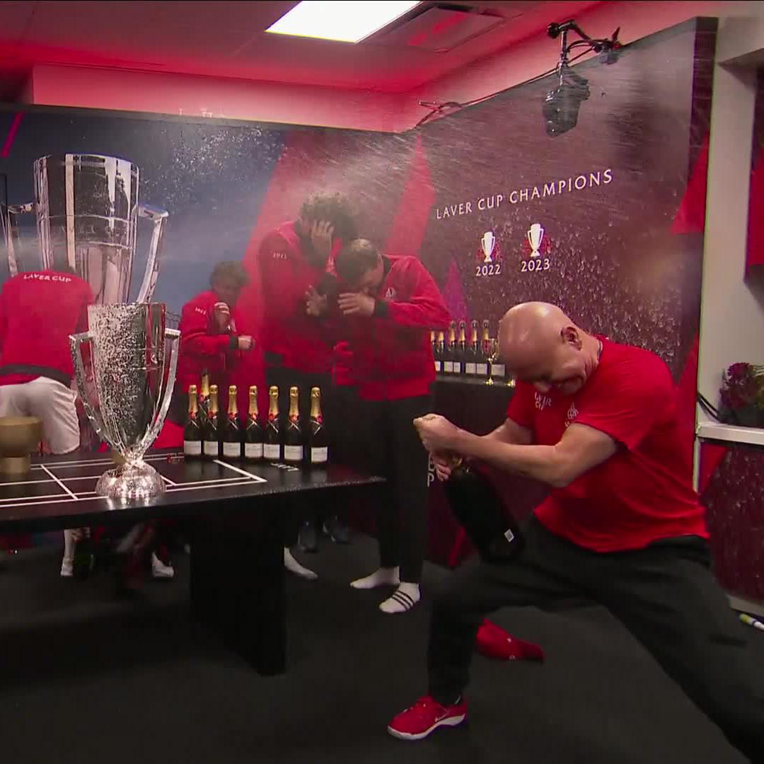 That sweet, sweet taste of victory 🍾 #ToastWithMoet | #MoetMoment | #LaverCup