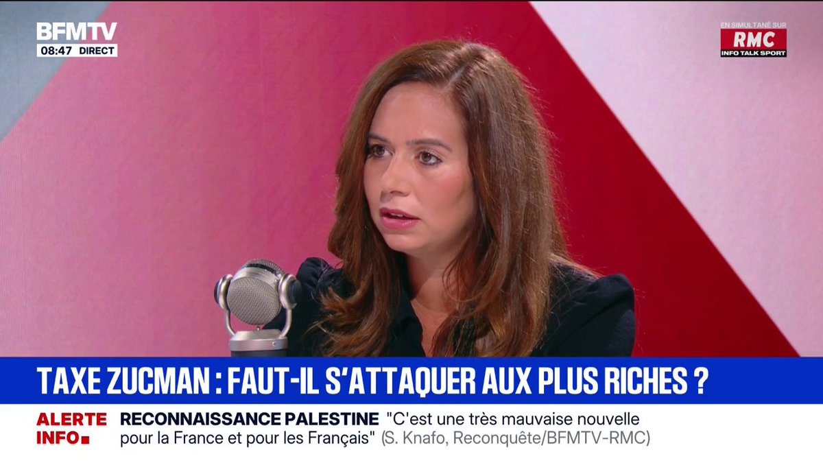 Taxe Zucman: "Taxer les ultra-riches, ça ne va pas les appauvrir. En revanche, ça va nous ruiner", estime Sarah Knafo, députée européenne Reconquête