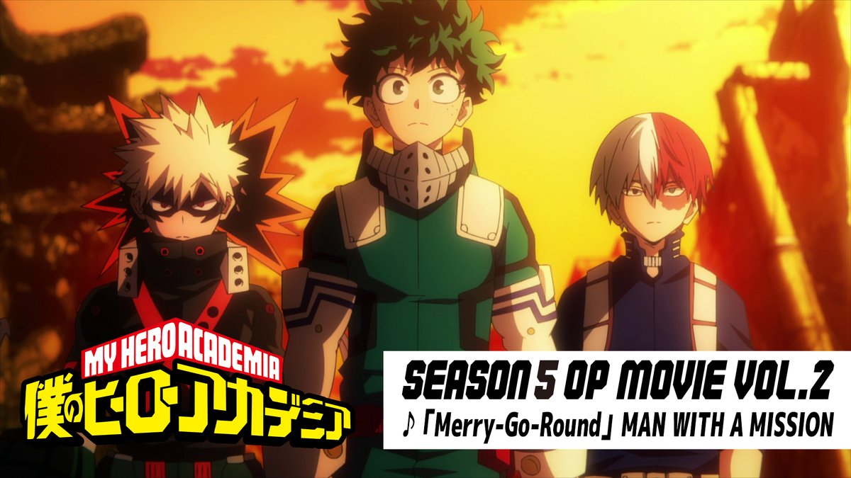 ◤ 僕のヒーローアカデミア 5期第2クールOP映像が来た!! ◢ ♪「Merry-Go-Round」MAN WITH A MISSION #ヒロアカOPEDワンフォーオール 特設HP▶ FINAL SEASON 10/4(土)放送開始!! #ヒロアカ #heroaca_a MAN WITH A MISSION