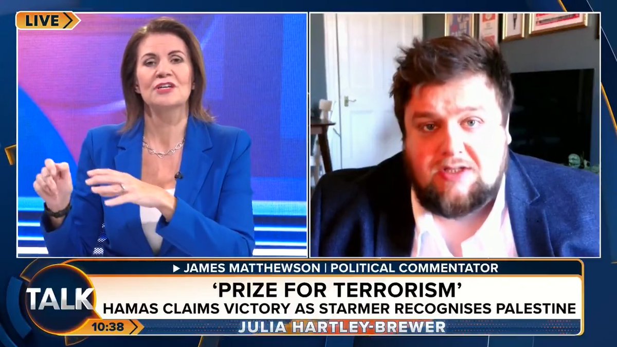 Julia Hartley-Brewer clashes with James Matthewson on whether Israel is committing a 'genocide' in Gaza, amid the UK recognising Palestine as a state. Julia: "If they wanted to commit a genocide - they could have two years ago!" James: "You should feel ashamed!" Julia Hartley-Brewer