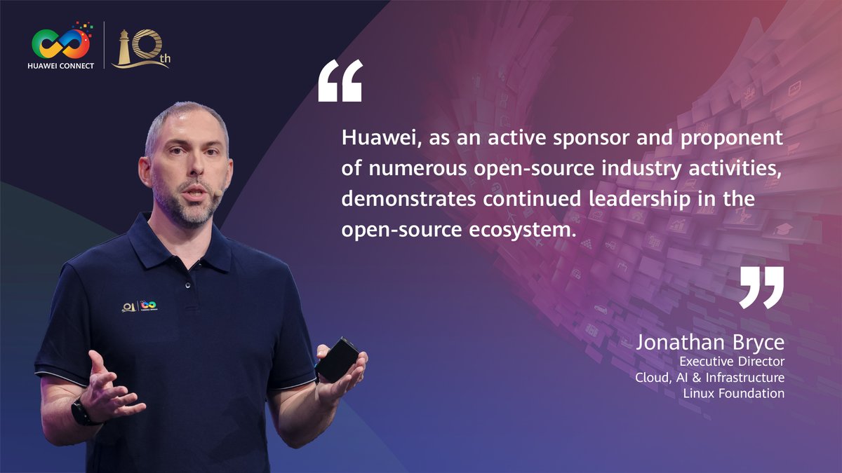 Jonathan Bryce, Executive Director of the Linux Foundation, highlights how open-source collaboration is accelerating innovation and building stronger digital ecosystems. At HUAWEI CONNECT 2025, he emphasizes Huawei's role in shared innovation and shaping an intelligent future.