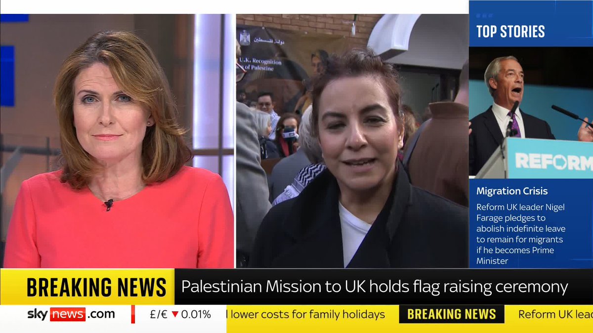 The Palestinian flag has been raised at a ceremony in London, marking a new embassy in the UK at the site of the Palestinian Mission. Sky's Sadiya Chowdhury explains what this means to Palestinians 📺 Sky 501, Virgin 602, Freeview 233 and YouTube
