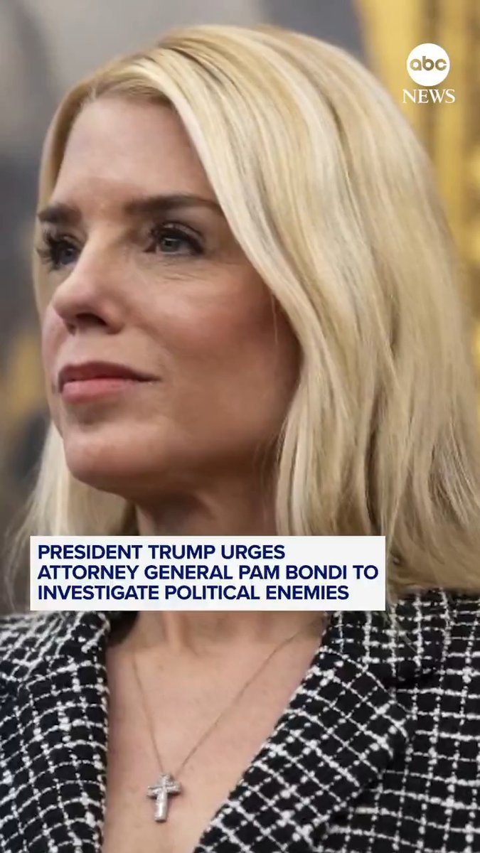 President Trump publicly urged Attorney General Pam Bondi to use the power of the Justice Department to prosecute his political enemies. Rachel Scott reports.