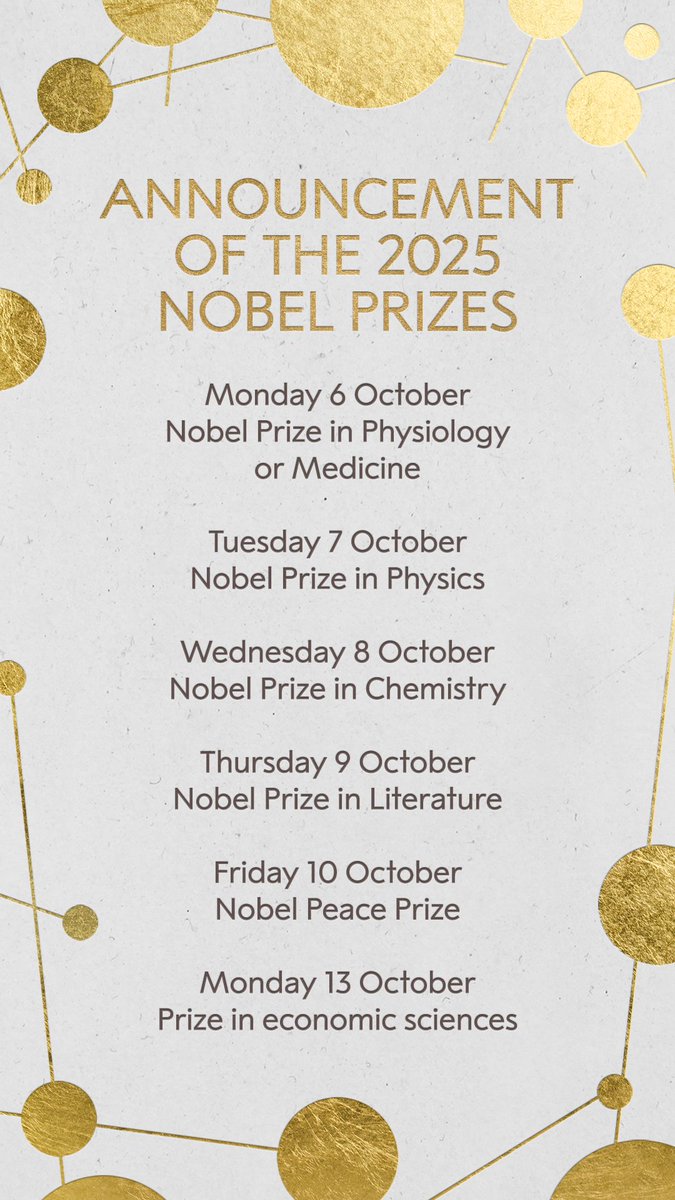 Who will be awarded the Nobel Prize this year? Stay tuned because in just two weeks we will reveal this year's laureates! #NobelPrize