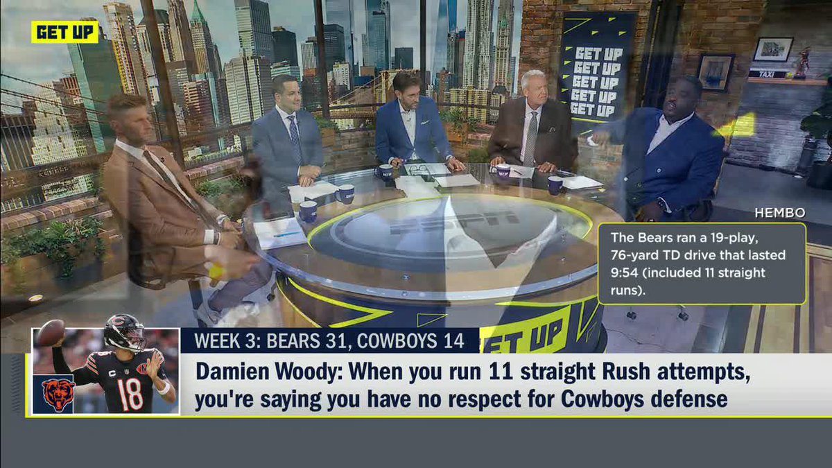 "If you're the Dallas Cowboys this morning, you should feel embarrassed by the way in which the Chicago Bears chose to come at you." —Damien Woody