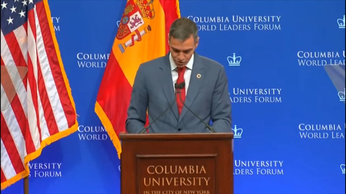 #EnDirecto | Sánchez hace un alegato a favor de la libertad de expresión en la Universidad de Columbia (EEUU): "El poder no puede estar concentrado en manos de unos pocos. Tiene que estar distribuido en instituciones transparentes que rindan cuentas"