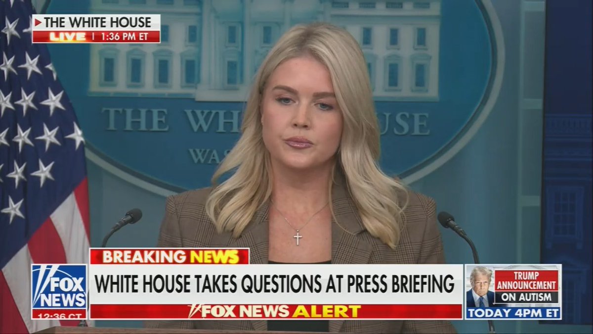 Q: As there's still no official trade deal with China, farmers are getting a little bit antsy. Is there anything we can expect to see from the administration on bailing farmers out? Leavitt: The administration understands the anxiety of farmers. As for any specific actions, I don't have any news on that for you