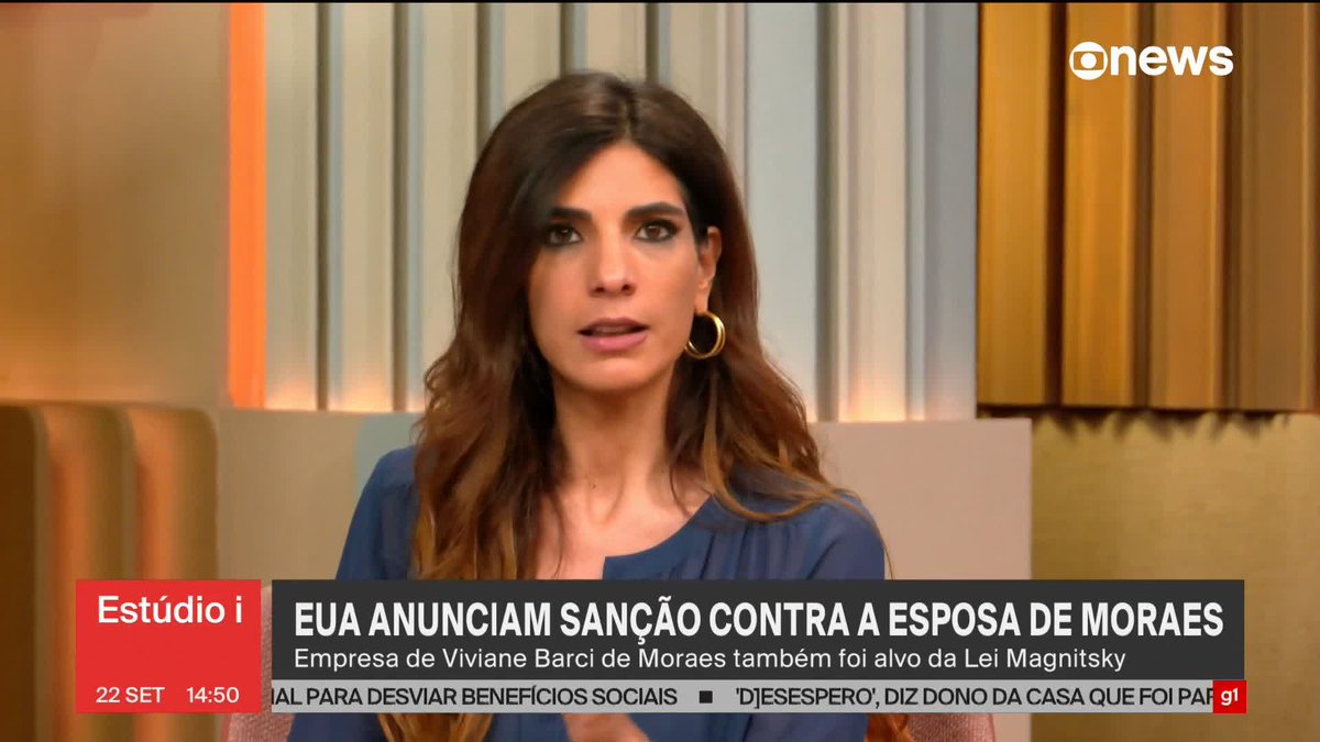 "Ilegal e lamentável", diz Alexandre de Moraes sobre EUA aplicar Lei Magnitsky contra a esposa do ministro. #Estúdioi ➡️ Assista à #GloboNews:
