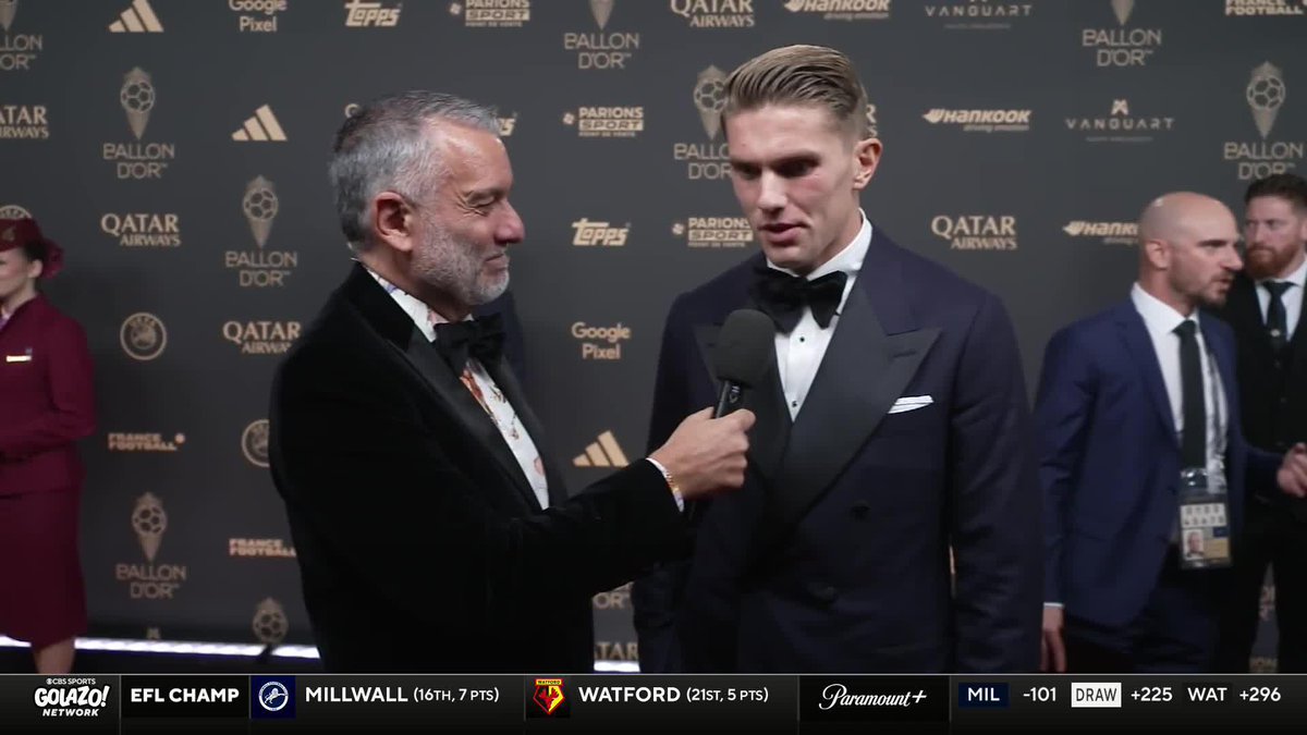 “To be one of the best players in the world, of course it’s a great honor.” Guillem Balague catches up with Arsenal’s Viktor Gyökeres on the red carpet ✨