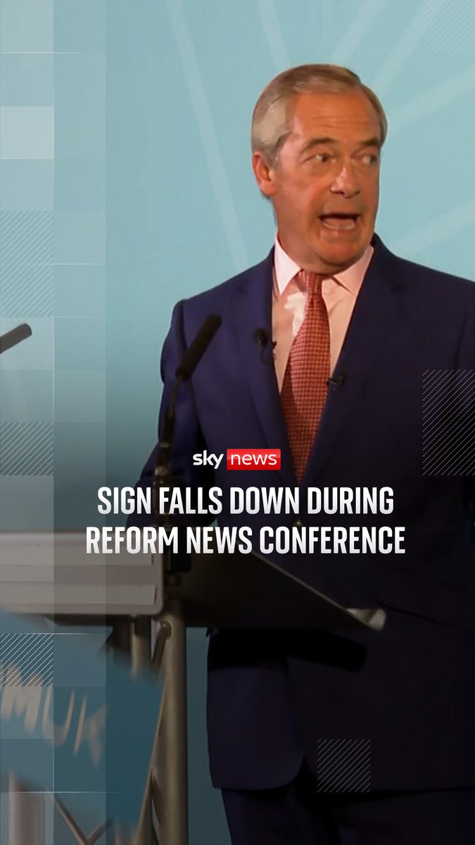 During Nigel Farage's speech announcing his party's plan to ban indefinite leave to remain in the UK a sign fell from Nigel Farage's lectern. 🔗 Read more: