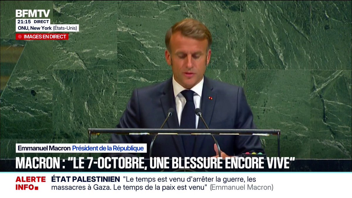 Palestine: pour Emmanuel Macron, l'attaque du 7-Octobre est une "blessure encore vive"