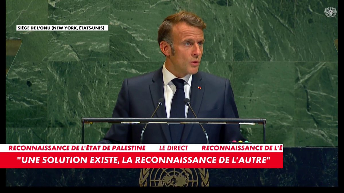 Le président de la République Emmanuel Macron, en direct de New York : «La France reconnaît, aujourd'hui, l'Etat de Palestine»