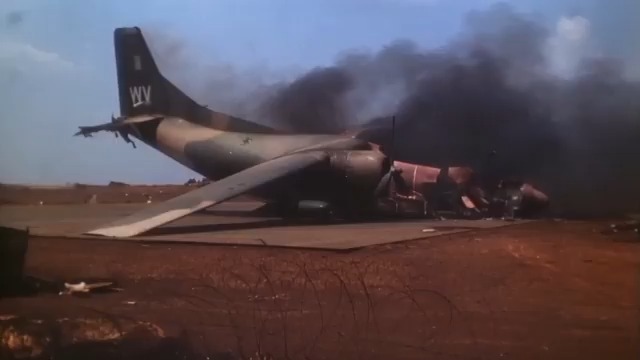 Khe Sanh, South Vietnam March 7, 1968. You have your typical Marine shaving while bombs drop all around. C-123's landing and taking off with one already hit and on fire. On the previous day a C-123 got hit on approach killing all 48 onboard. What a hell hole.🫡