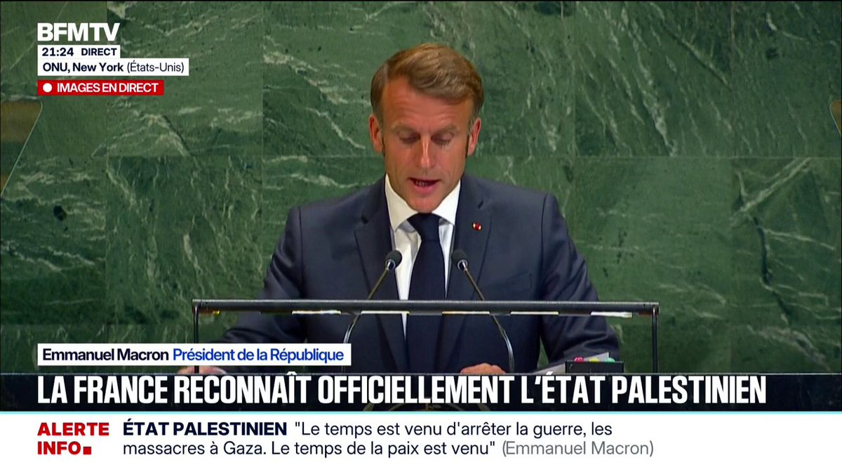 "Cette reconnaissance de l'État de Palestine est une défaite pour le Hamas", affirme Emmanuel Macron
