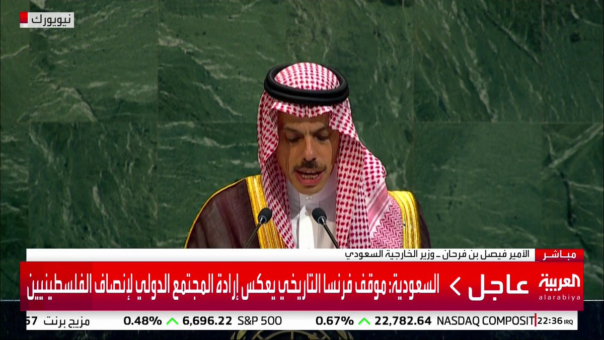 #السعودية: نشكر كل الدول التي اعترفت أو أعلنت عزمها الاعتراف بدولة #فلسطين #قناة_العربية