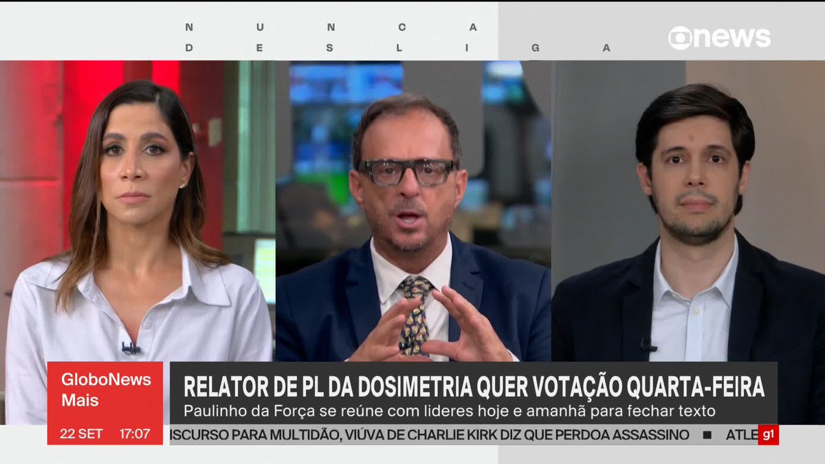 “Eduardo Bolsonaro não está interessado em saída negociada, em saída pacífica. Quem fala em mudança de regime quer outra coisa, e não a pacificação”, diz Octavio Guedes sobre o relator do PL da dosimetria, Paulinho da Força (Solidariedade-SP), ter avisado que apenas o filho 03 do ex-presidente Jair Bolsonaro poderia atrapalhar o projeto. ➡ Assista ao #GloboNewsMais: #GloboNews