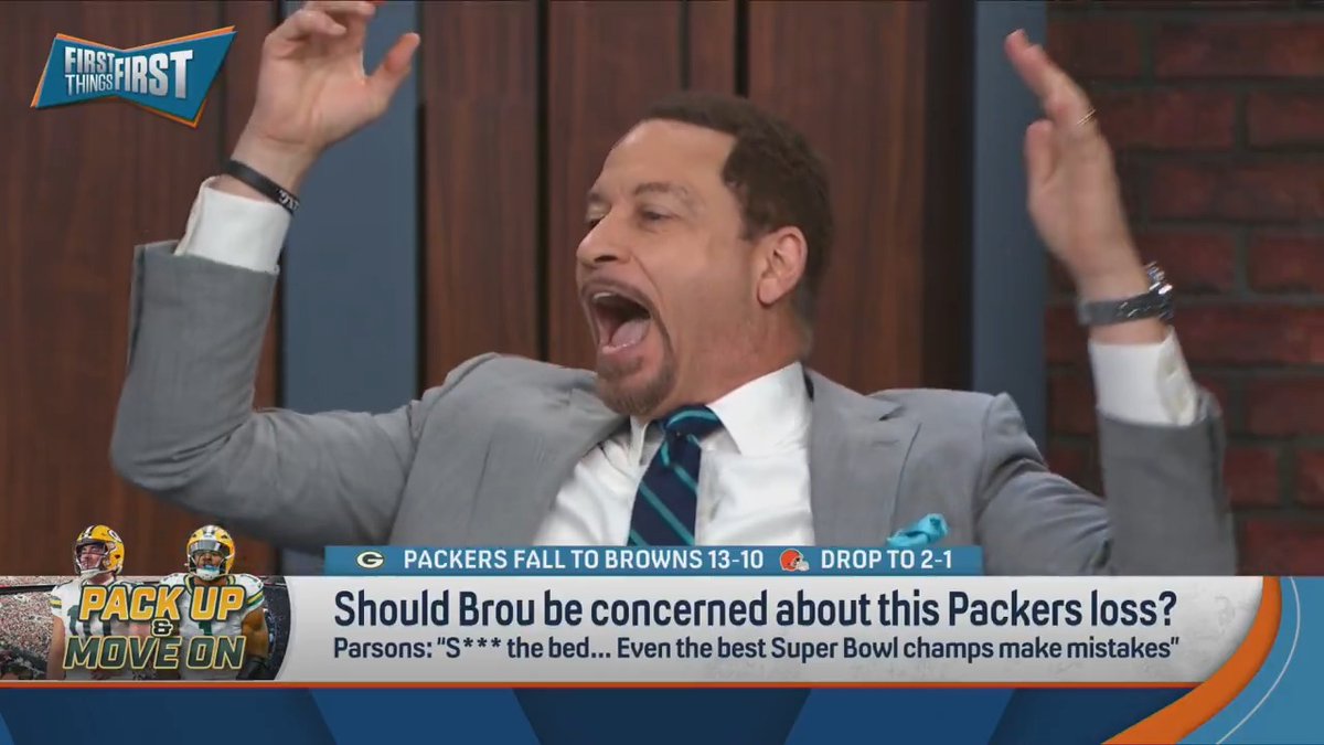 “The Browns?!… The Browns whose quarterback has two touchdowns and four interceptions this season. That’s who you lose to? I don’t like it ONE BIT! I LOVE IT! I LOVE THIS! I love it because it is just what the doctor ordered!” Chris Broussard isn't worried about his Packers