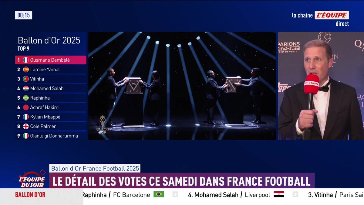 "Ousmane Dembélé l'a emporté assez largement" La réaction de Vincent Garcia, rédacteur en chef de France Football, dans L'Équipe du soir #ballondor
