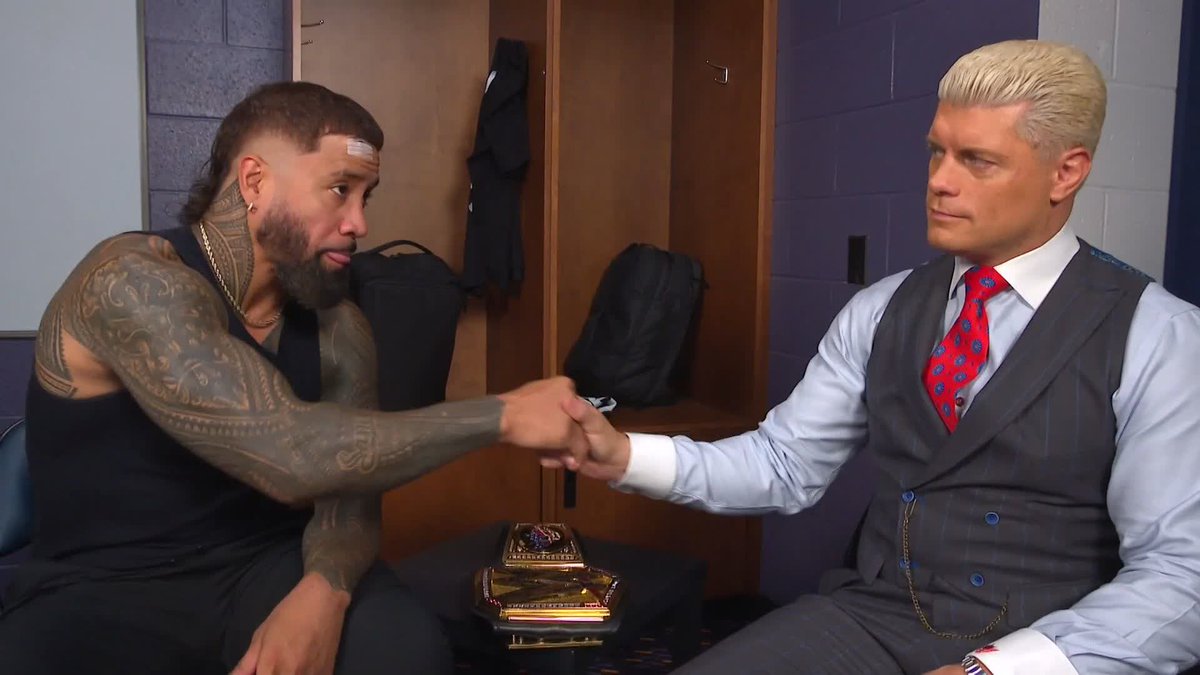 "WE believe in you." 👏 Cody Rhodes takes a moment to talk to Jey Uso...