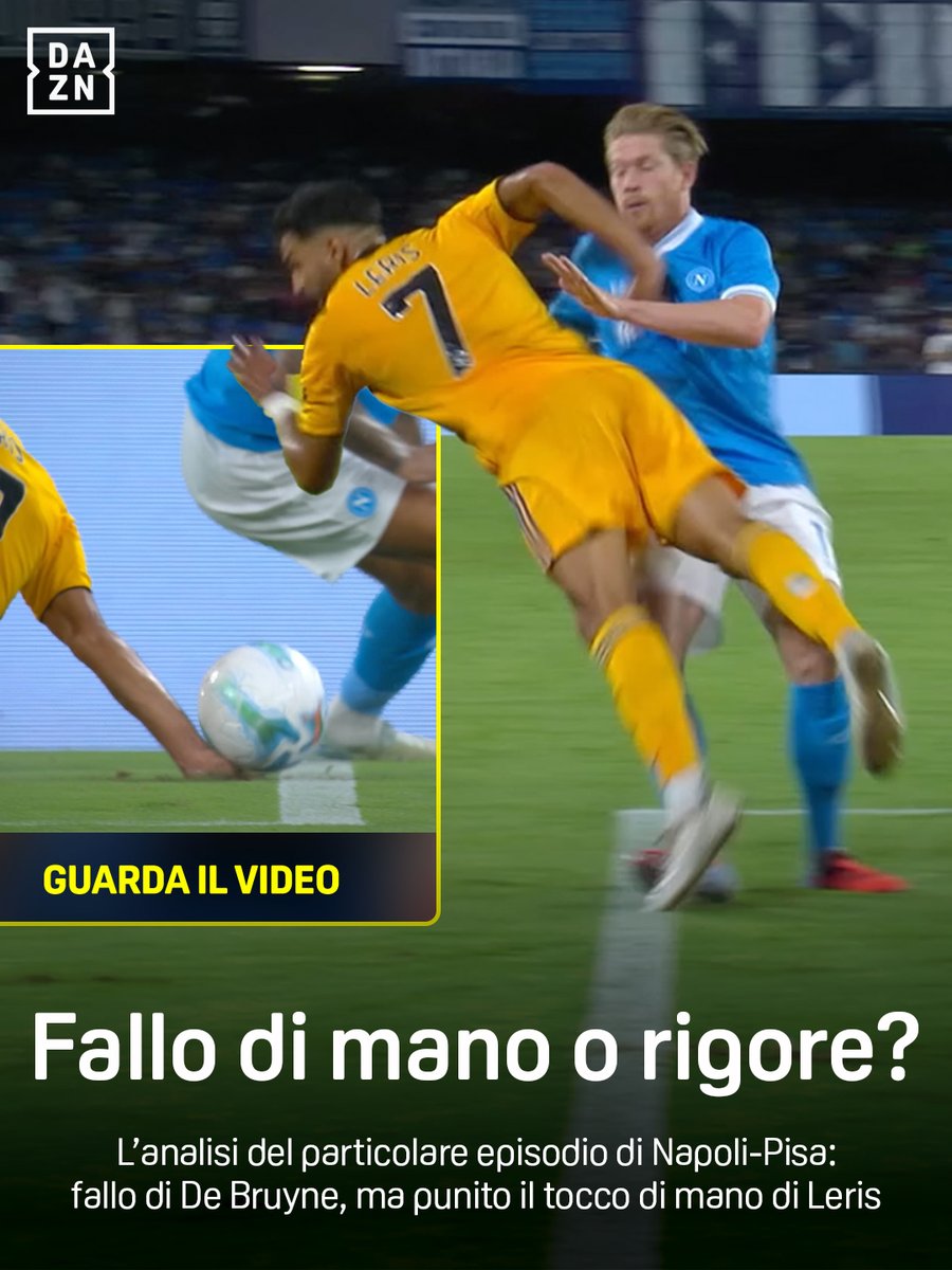 Fallo da rigore di De Bruyne su Leris 🥅 Arbitro e VAR puniscono un tocco di mano precedente 🤚 L'analisi dell'episodio di #NapoliPisa 👀 #SerieAEnilive #DAZN