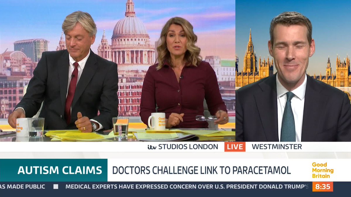 'What are we saying about the president's claims this morning?' Susanna Reid asks Matthew Pennycook MP, as medical experts expressed concern, over President Donald Trump's claims of an unfounded link between taking paracetamol during pregnancy and a rise in children with autism.