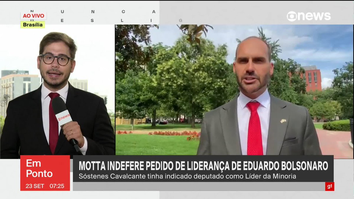 Presidente da Câmara, Hugo Motta, barra Eduardo Bolsonaro como líder da minoria e abre caminho para cassação por faltas. #GloboNewsEmPonto ➡️ Assista à #GloboNews:
