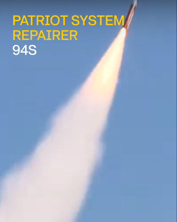 Don’t just defend our skies, dominate them. Join us as a Patriot System Repairer (94S) to keep one of our most advanced air defense systems ready for action. You’ll perform diagnostics, make repairs, and help safeguard our forces from above. #BeAllYouCanBe