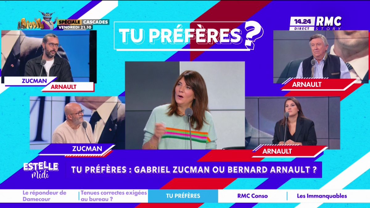 💶 Tu préfères : Gabriel Zucman ou Bernard Arnault ? 🎙️ Juliette Briens : "Je respecte plus un homme qui crée, qui entreprend, qui fait rayonner le pays à un petit économiste dont la seule ambition pour la France est de taxer ceux qui ont mieux réussi que lui !" #EstelleMidi