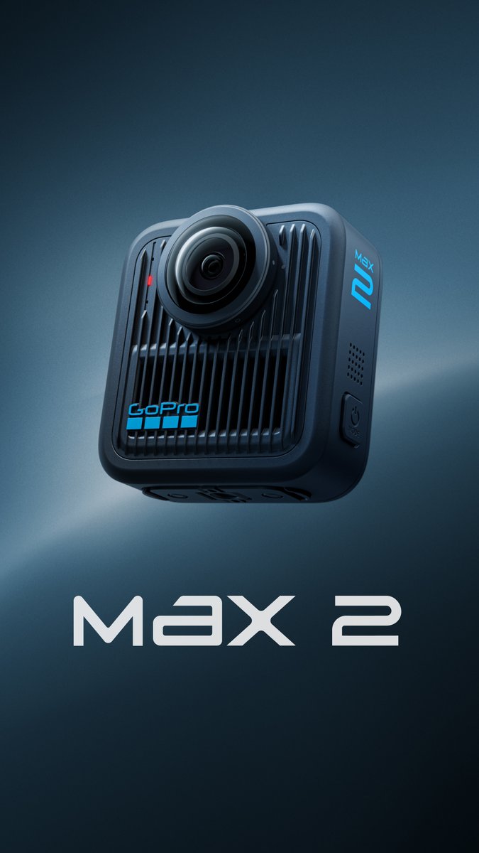 #GoProMAX2 is here 🚨 Industry-leading, true 8K 360 video delivers 21% more resolution than the competition, resulting in unmatched image quality that you only get from #GoPro. ✔️ Emmy® Award-Winning 360 technology ✔️ The only true 8K 360 camera. No misleading upscaling, no unusable black pixels, no AI-generated content ✔️ Twist + go replaceable lenses made from water-repelling optical glass. No tools or calibration required to swap ✔️ 5.6K60 + 4K100 for up to 4x slo-mo in 360 ✔️ 10-Bit color, GP-Log encoding, + with GoPro Labs, category-leading 300mbps bitrate ✔️ Seamless, invisible pole shots thanks to a new, back-to-back lens design + built-in 1/4-20 mount ✔️ Easy AI-powered editing tools with intuitive Reframe modes that anyone can use ✔️ Automatic POV + Selfie modes for minimal editing, while retaining full 360 flexibility ✔️ Most-in-class 6 microphones that unlock true-to-life spatial audio with innovative Audio Field of View ✔️ 23% larger, 1960mAh cold-weather Enduro battery ✔️ 360 Night Effects for creative capture in the dark ✔️ Sleek form factor for noninvasive mounting in action sports ✔️ Unbreakable Max #HyperSmooth with 360° Horizon Lock ✔️ Rugged + waterproof to 16ft (5m) ✔️ Quick-release magnetic mounting + compatibility with GoPro's entire accessory ecosystem ✔️ Single lens 4K60 video in Max HyperView at 180° FOV ✔️ 29MP 360 photos for cropping + zooming without quality loss ✔️ Bluetooth® audio connectivity for wireless microphones ✔️ Lightning-fast transfer speeds to the GoPro Quik App with Wifi 6 + BLE 5.3 🇺🇸 Designed in the USA Enhanced by a GoPro Subscription: ✔️ AI-edited highlight videos automatically sent to your phone ✔️ Unlimited cloud storage at 100% quality ✔️ No-questions-asked camera replacement 📦 Pre-order today, with free shipping and a free 1-year GoPro Subscription at Orders will ship on or before September 30th. *MAX2 delivers up to 21% more video resolution compared to competitive 360 cameras’ native maximum video resolution before they up-scale.