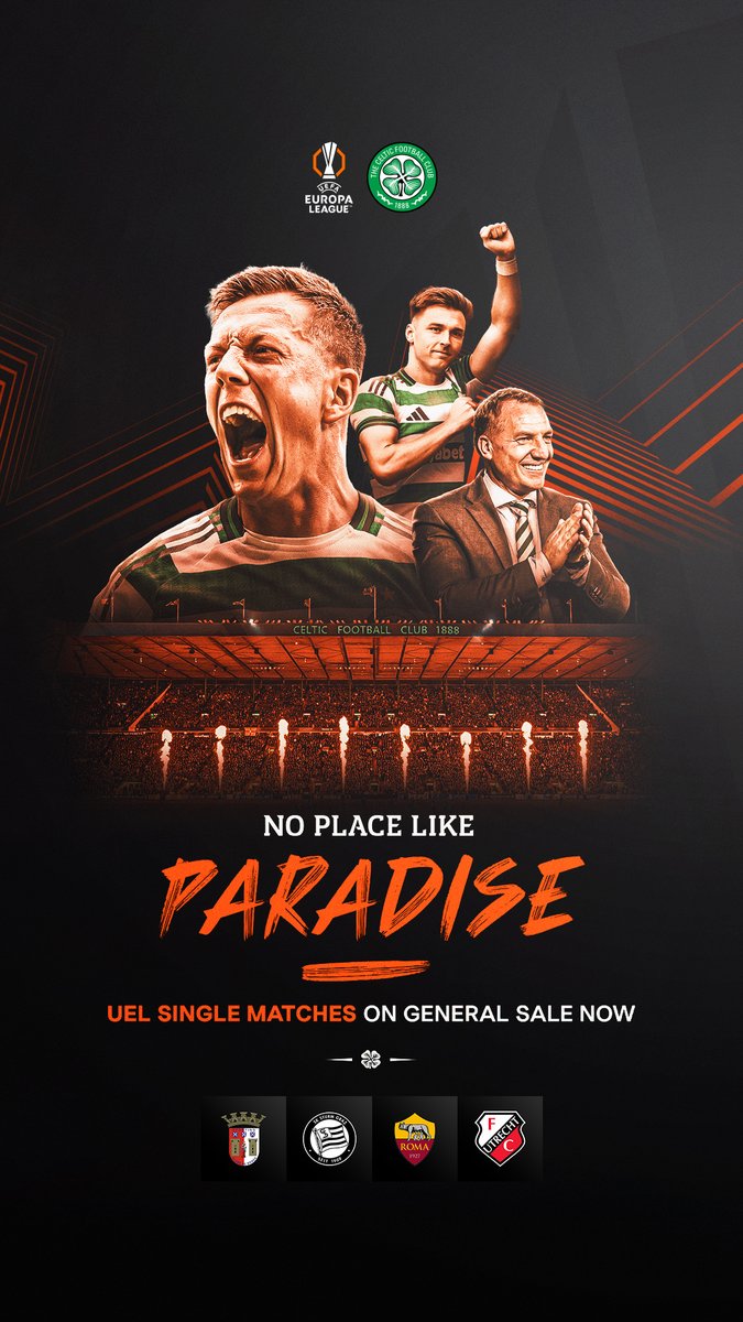 There’s no place like Paradise 🏟️✨💚 🎟️ Single match tickets for all four #UEL home games are on general sale to all supporters now! #CelticFC🍀