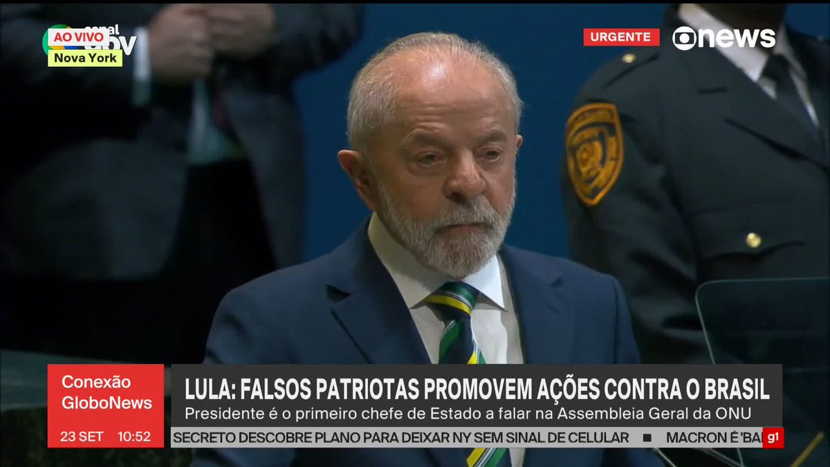 🚨ATENÇÃO: “Nossa democracia e nossa soberania são inegociáveis”, diz o presidente Lula na cara de Donald Trump na Assembleia Geral da ONU, em Nova York, nos Estados Unidos.