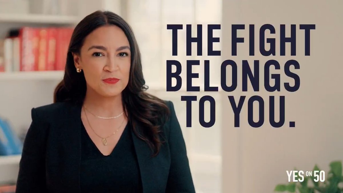 Trump is redrawing maps to force a congress that only answers to him — not the people. Alexandria Ocasio-Cortez knows California can stop him with Prop 50.