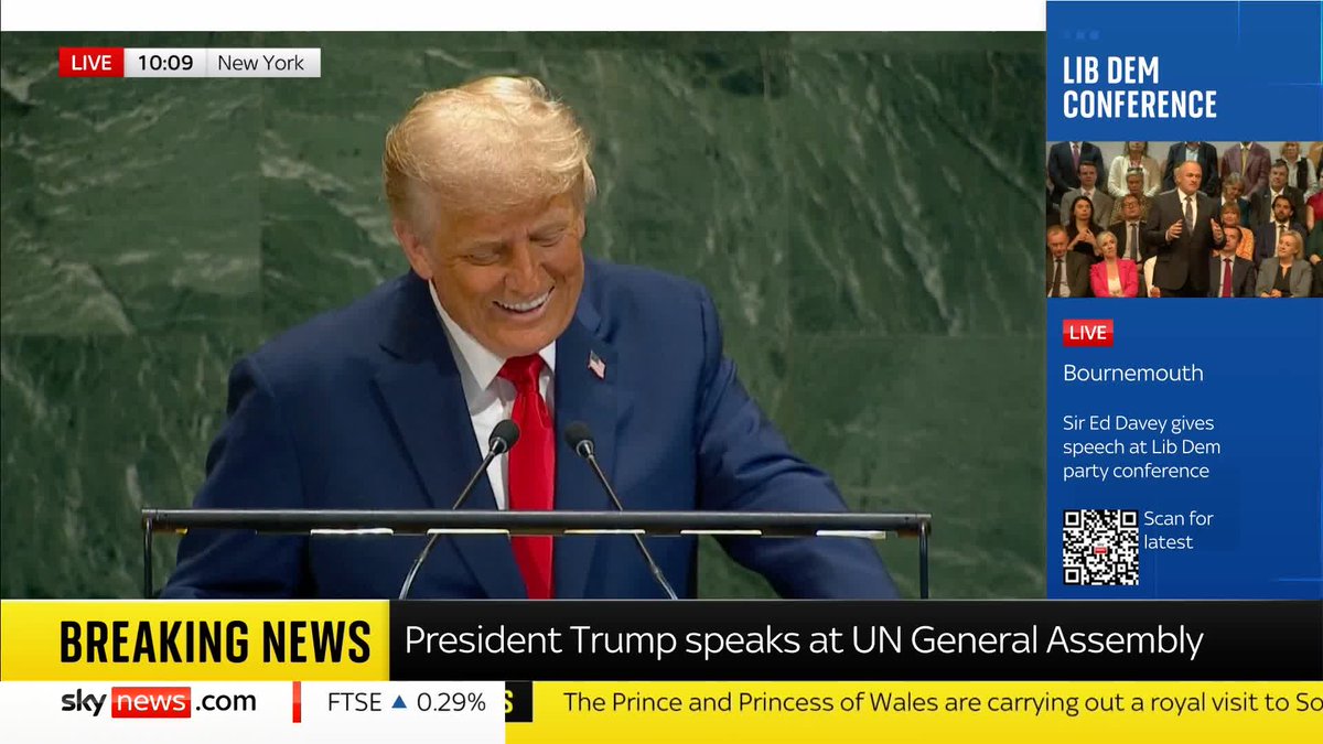 🗣️ "The guns of war have shattered the peace I forged" BREAKING: President Trump speaks at the UN General Assembly. 📺 Sky 501, Virgin 602, Freeview 233 and YouTube