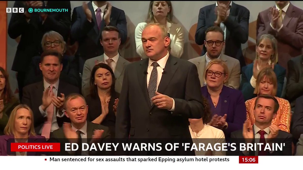 "The forces of darkness are working together across the whole globe," Ed Davey says The Lib Dem leader refers to Elon Musk as an "agent of chaos... inciting far-right violence on our streets" Follow live: