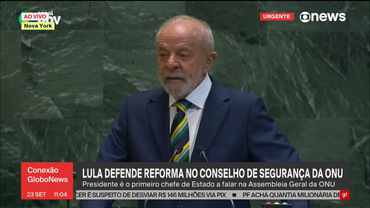 Lula encerrou o discurso na ONU citando o ex-presidente uruguaio José "Pepe" Mujica e o Papa Francisco, a quem descreveu como exemplos de lideranças humanistas. "Precisamos de lideranças com clareza de visão, que entendam que a ordem internacional não é um jogo de soma zero", disse. Em uma indireta a Donald Trump, Lula afirmou que é preciso “vencer os falsos profetas e oligarcas que exploram o medo” . #ConexãoGloboNews ➡ Assista à #GloboNews: