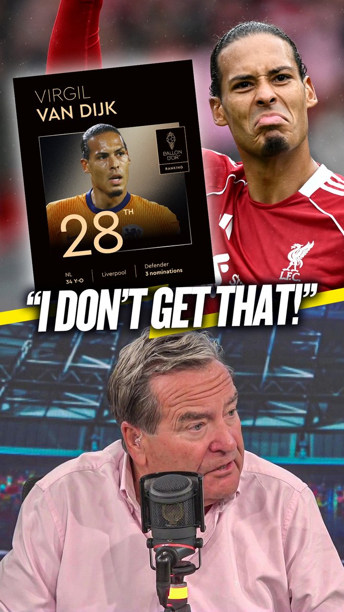 🙏 "Liverpool won the title at a canter and Van Dijk was key!" 😫 "Yet he was 28th... I don't get that at all!" Jeff Stelling isn't happy with where #LFC's Van Dijk ranked in the Ballon d'Or! 😤