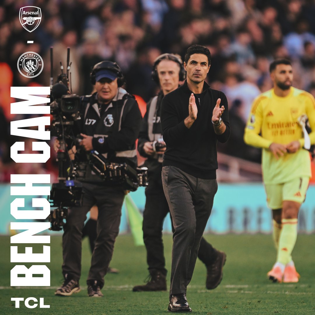 Enjoying Martinelli’s moment 🫶 The Bench Cam reaction to Gabi’s equaliser 🎥 🤝 TCL Electronics