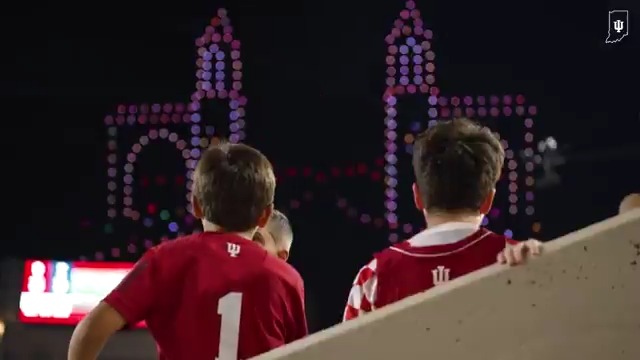 Iconic Indiana symbols lighting up the sky.
