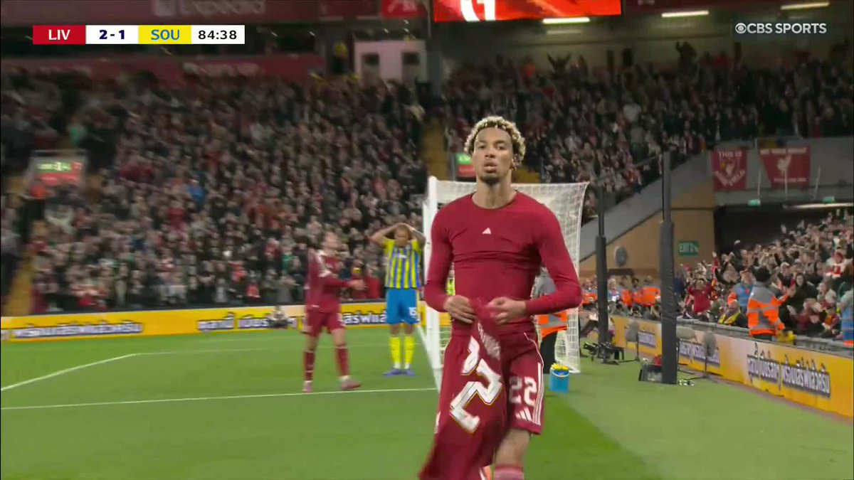 A touch of class... then a moment of madness! ๐ฑ Hugo Ekitike finishes off a lovely Liverpool team move, then is SENT OFF with a second yellow after removing his shirt on the celebration ๐คฆโโ๏ธ