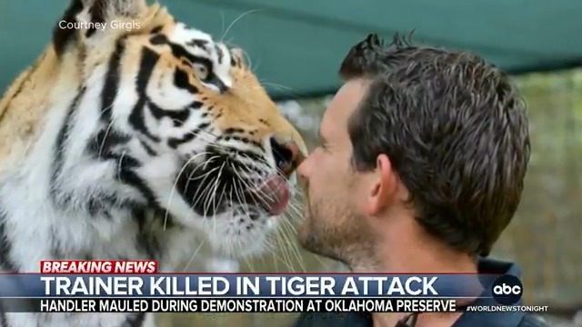 Tiger handler mauled to death at Oklahoma preserve