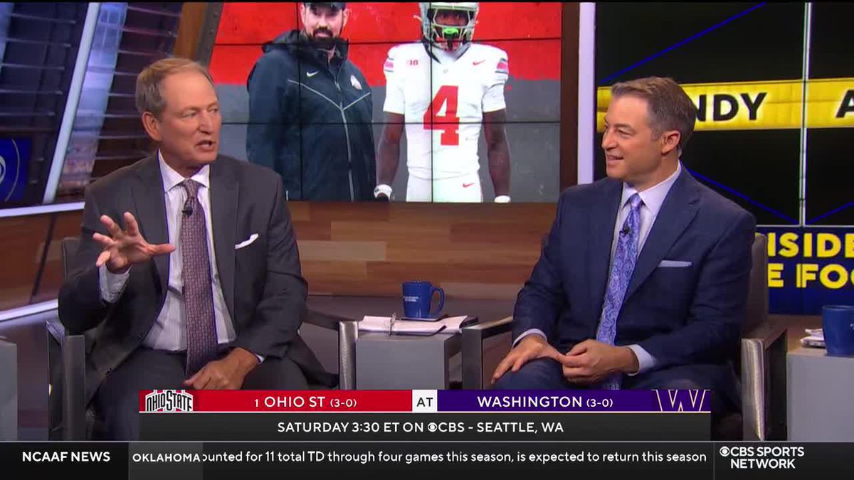 "Here comes Julian Sayin in his FIRST game on the road." Rick Neuheisel is taking WASHINGTON to upset No. 1 Ohio State on Saturday‼️