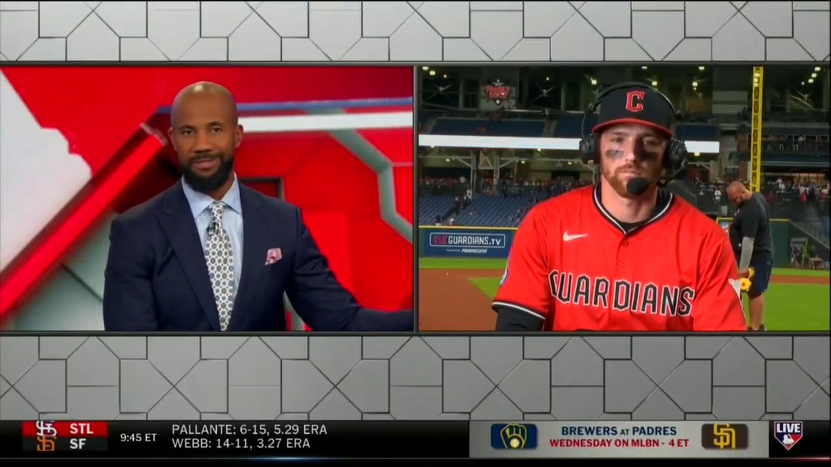 "We're having a lot of fun, just trying to keep the momentum going." Daniel Schneemann joined us on #MLBTonight after helping lead the Cleveland Guardians to a HUGE win over the Tigers.