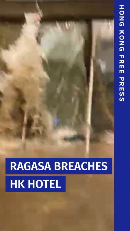 Super Typhoon #Ragasa: A video circulating online shows floodwaters appearing to storm the lobby of the Fullerton Ocean Park Hong Kong Hotel. Full coverage: