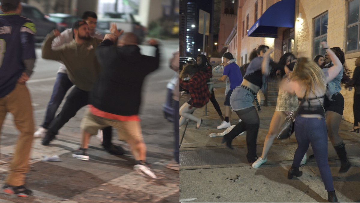 Wild! Brawls breakout in Street in TX #fight #brawl #fight #texas